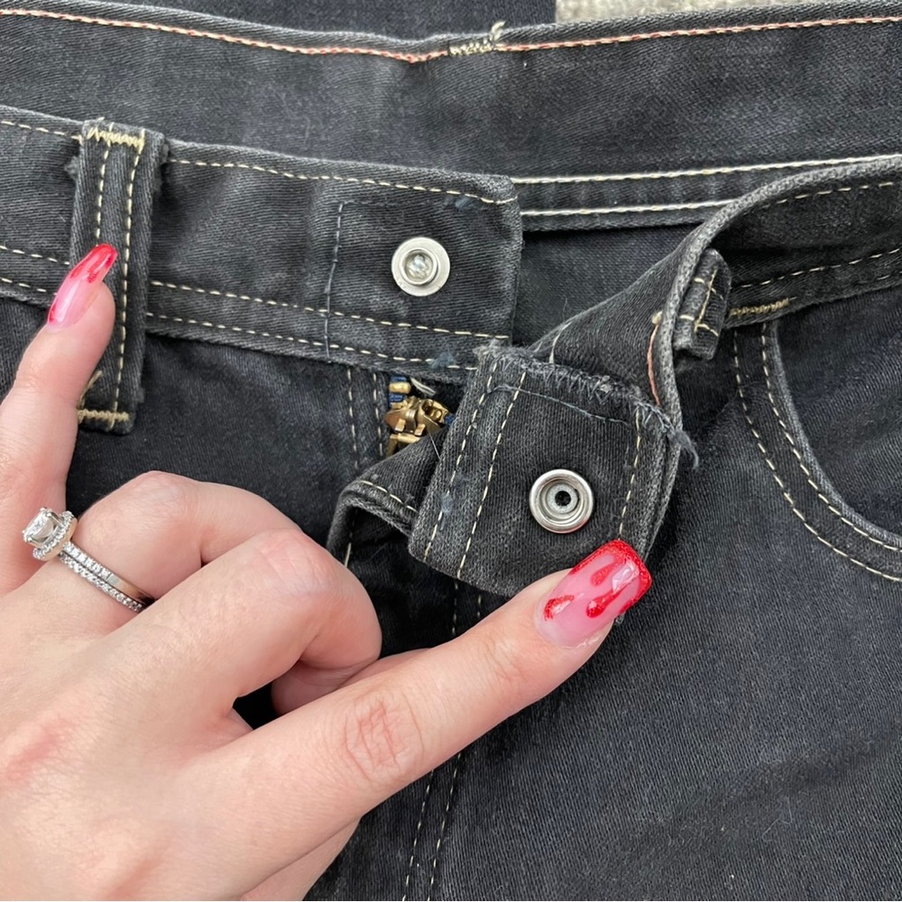!SOLD! RED SNAP Vintage Black Dark Grey Star Pocket High Waisted Skater Jeans - Picture 6 of 12